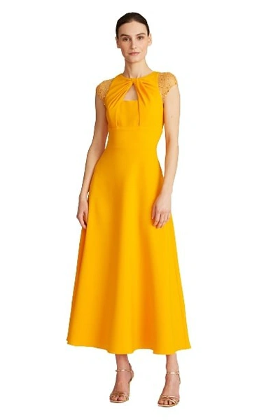 Shop Theia Raegan Tea-length Dress In Orange