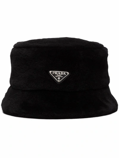 Shop Prada Black Leather Hat