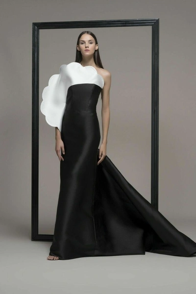 Shop Isabel Sanchis Columnea Strapless Evening Gown In Black