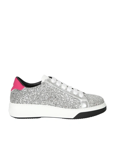 Shop Dsquared2 Glittered Sneakers In Silver