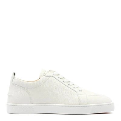 Shop Christian Louboutin Rantulow White Leather Sneakers In Neutrals