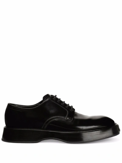 Shop Dolce & Gabbana Black Leather Lace-up Shoes