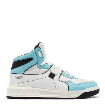 Shop Valentino White One Stud Hi-top Sneakers