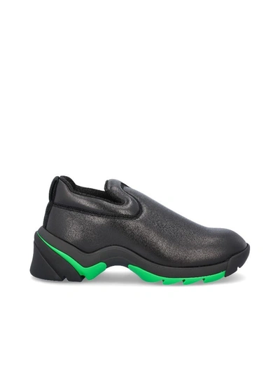 Shop Bottega Veneta Black Leather Slip On Sneakers