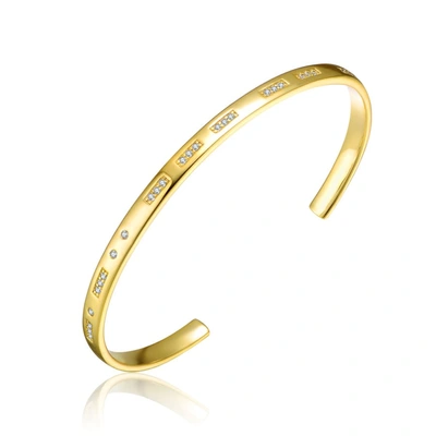 Shop Rachel Glauber 14k Gold Plated Cubic Zirconia Cuff Bracelet In Gold-tone