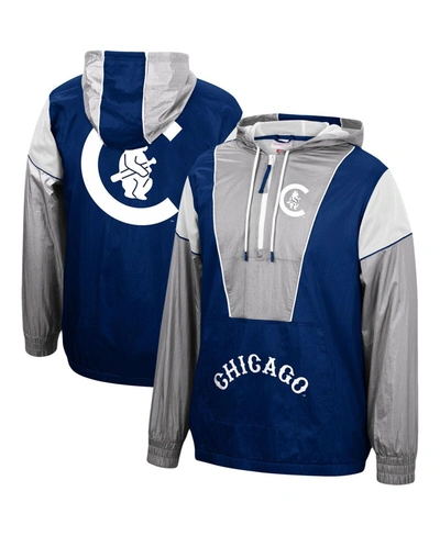 Mitchell & Ness Men's Navy Chicago Cubs Highlight Reel Windbreaker Half-zip Hoodie Jacket In Navy