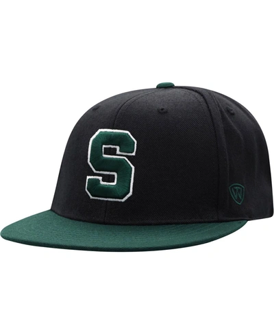 Shop Top Of The World Men's Black And Green Michigan State Spartans Team Color Two-tone Fitted Hat In Black/green