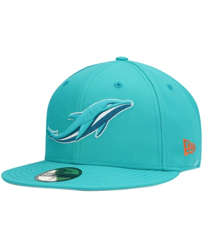 New Era Men's Aqua Miami Dolphins Omaha Elemental 59fifty Fitted Hat In Aqua