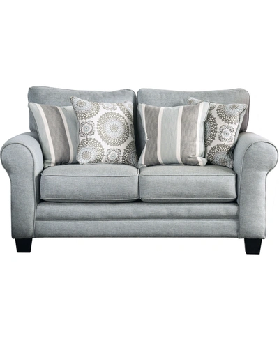 Shop Furniture Of America Karleigh Rolled Arm Loveseat In Blue Gray