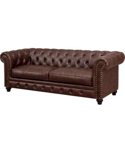 Shop Furniture Of America Agrid Tufted Sofa In Brown