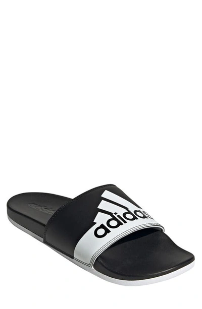 Shop Adidas Originals Adilette Comfort Slide Sandal In Black/ White/ White