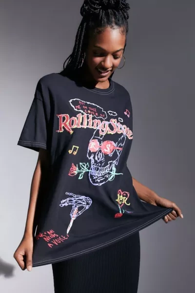 Shop Urban Outfitters Rolling Stone Magazine Graphic T-shirt Dress In Black