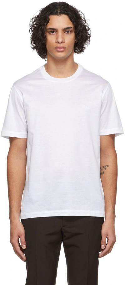 Shop Brioni White Logo T-shirt In 9000 White