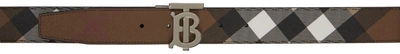 Shop Burberry Reversible Brown & Black Printed Monogram Motif Belt In Dark Birch Brown