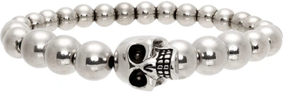 Shop Alexander Mcqueen Silver Skull Ball Bracelet In 0446 Mcq091