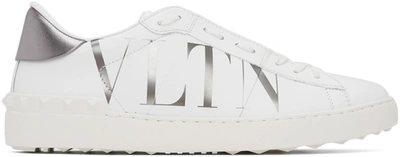 Shop Valentino Grey & White Vltn Open Sneakers In Bianco/alluminio/all