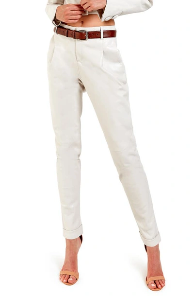 Shop As By Df Denise Recycled Leather Trousers In Buttercream
