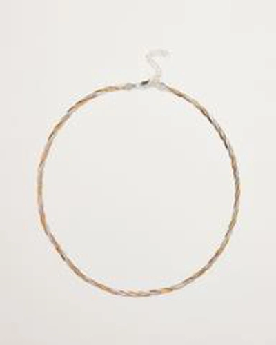 Fashion Twisted Tricolor Herringbone Chain 18" In Gold/silver