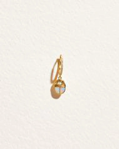 Piercing Inlay Scarab Huggie In Gold/blue