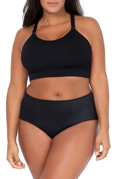 Shop Curvy Couture Smooth Seamless Comfort Wireless Bralette In Black Hue