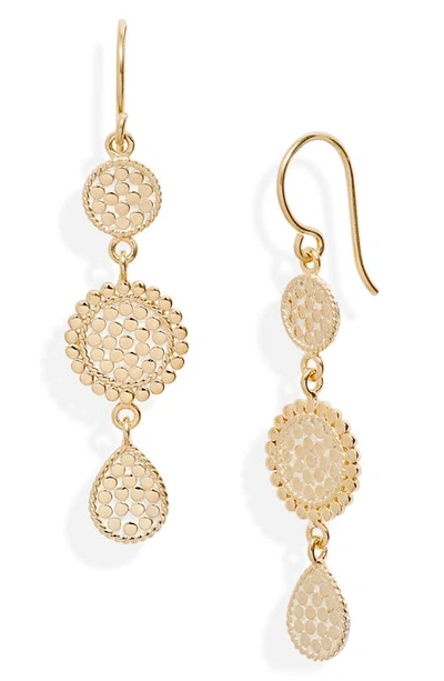 Shop Anna Beck Scalloped Triple Drop Earrings In Gold