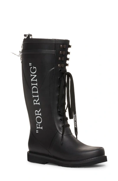 Shop Off-white For Riding Tall Rain Boot In Black/ White