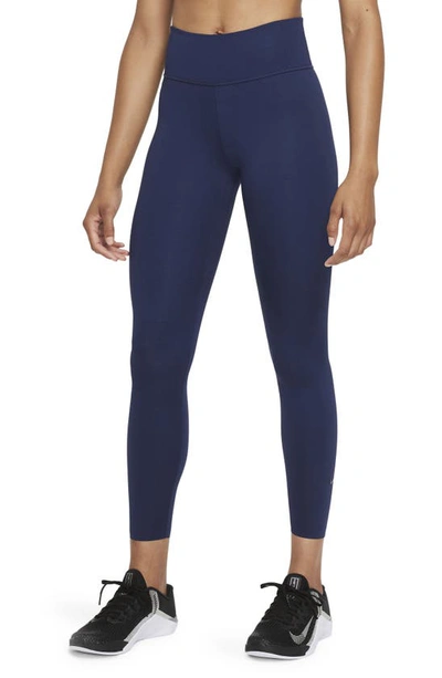 Shop Nike One Lux 7/8 Tights In Midnight Navy/ Clear