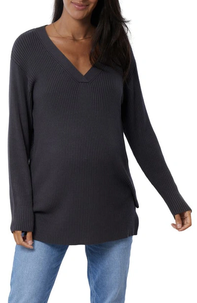 Shop Ingrid & Isabelr Ingrid & Isabel® Side Zip Maternity/nursing Sweater In Asphalt