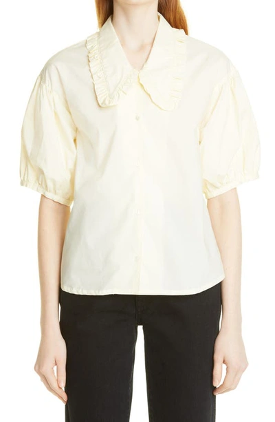 Shop Birgitte Herskind Irie Puff Sleeve Organic Cotton Shirt In Pale Lime