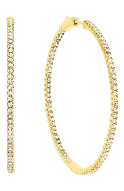 Shop Crislu Large Pavé Cubic Zirconia Hoop Earrings In 18kt Yellow Gold