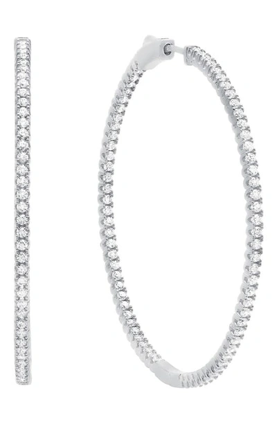Shop Crislu Large Pavé Cubic Zirconia Hoop Earrings In Platinum