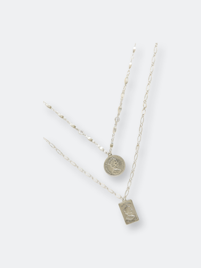 Shop Ettika Medallions Of Mine Layered Coin Necklace Set In Grey