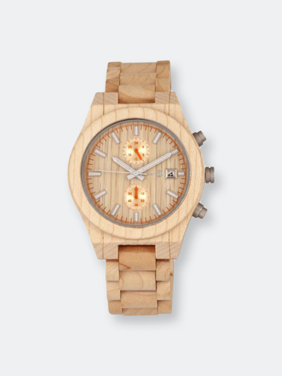 Shop Earth Wood Castillo Bracelet Watch W/date In Brown