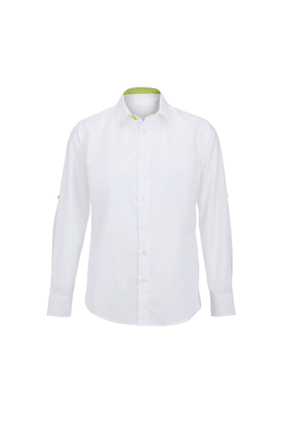 Shop Alexandra Mens Roll Sleeve Hospitality Work Shirt (white/ Lime)