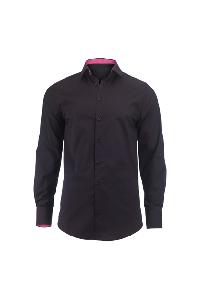 Shop Alexandra Mens Roll Sleeve Hospitality Work Shirt (black/ Pink)