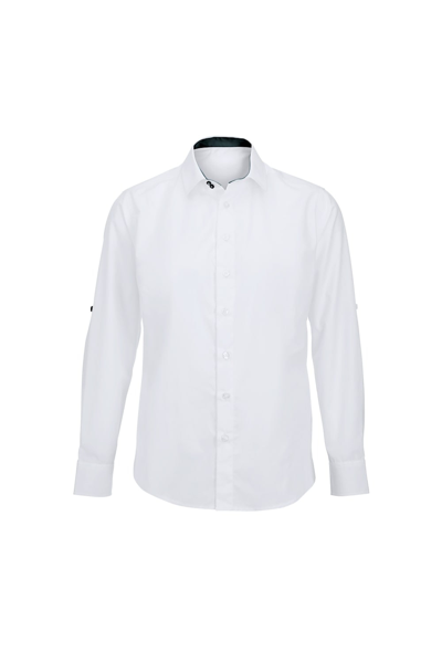 Shop Alexandra Mens Roll Sleeve Hospitality Work Shirt (white/ Black)