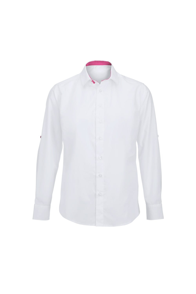 Shop Alexandra Mens Roll Sleeve Hospitality Work Shirt (white/ Pink)