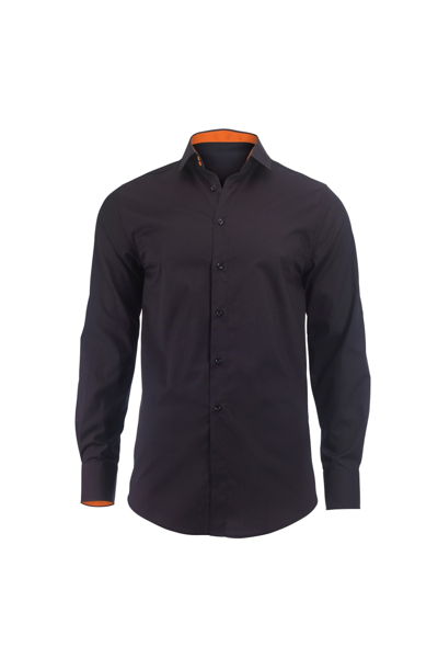 Shop Alexandra Mens Roll Sleeve Hospitality Work Shirt (black/ Orange)