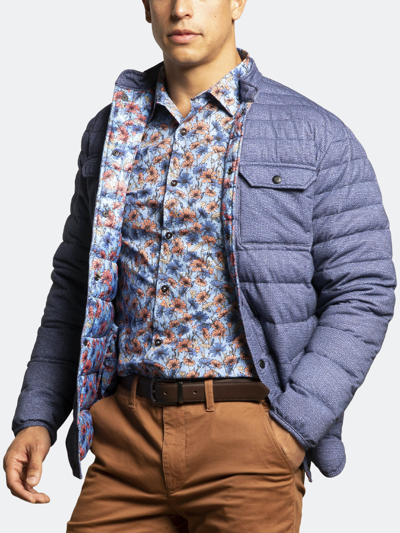 Shop Lords Of Harlech Mao Burlap Jacket Navy In Blue