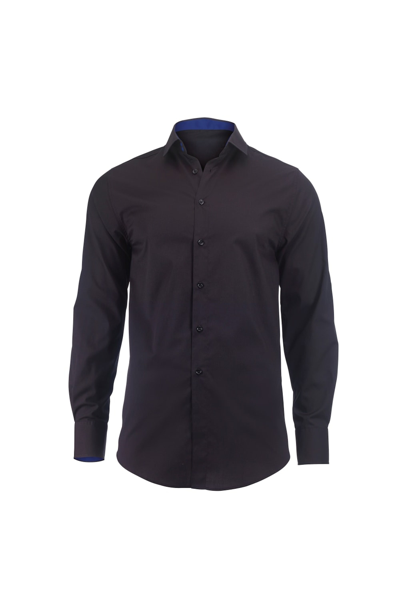 Shop Alexandra Mens Roll Sleeve Hospitality Work Shirt (black/ Royal)
