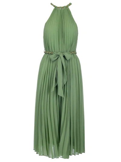 Shop Zimmermann Sunray Pleat Midi Dress In Green
