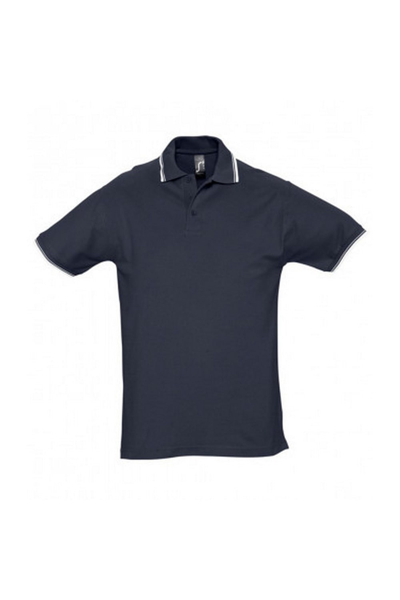 Shop Sols Mens Practice Tipped Pique Short Sleeve Polo Shirt (navy/white) In Blue