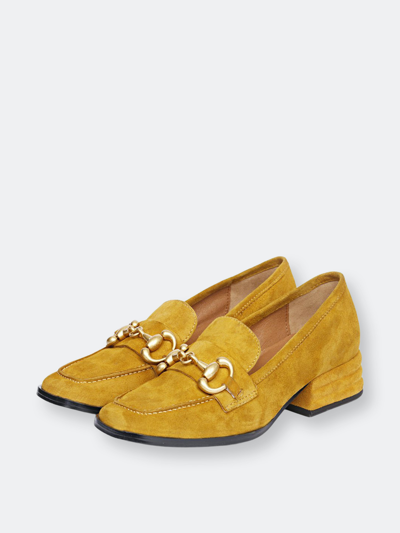 Shop Saint G Jenny Mustard Leather Handcrafted Shoes In Gold