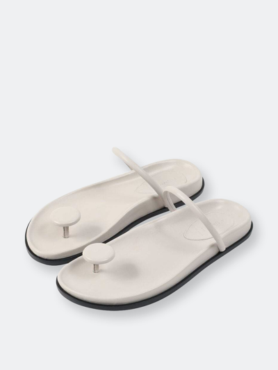 Shop Alumnae Button Thong On Footbed- Chalk White Nappa