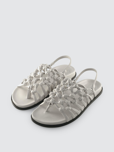 Shop Alumnae Knotted Sandal On Footbed Chalk White Nappa