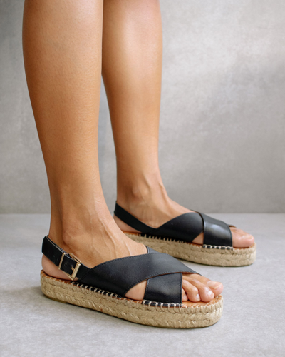 Shop Alohas Crossed Platform Espadrille Sandals In Black