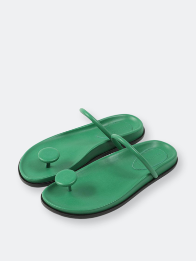 Shop Alumnae Button Thong On Footbed- Cactus Green Nappa