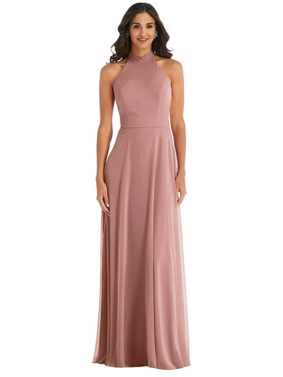 Shop After Six High Neck Halter Backless Maxi Dress In Pink