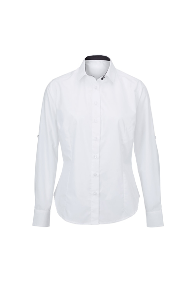 Shop Alexandra Womens/ladies Roll Sleeve Hospitality Work Shirt (white/ Black)