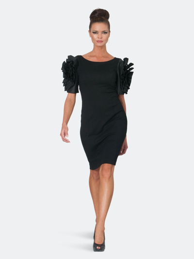 Shop Shani Dramatic Rosette Crepe Dress In Black